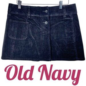 OLD NAVY VINTAGE Y2K STRETCH‎ CORDUROY PLEATED MINI SKIRT BLACK GOTH GRUNGE 6